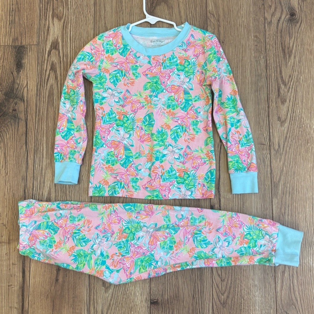 Lilly Pulitzer x Pottery Barn Girls Butterfly Pajama Set Size 6
